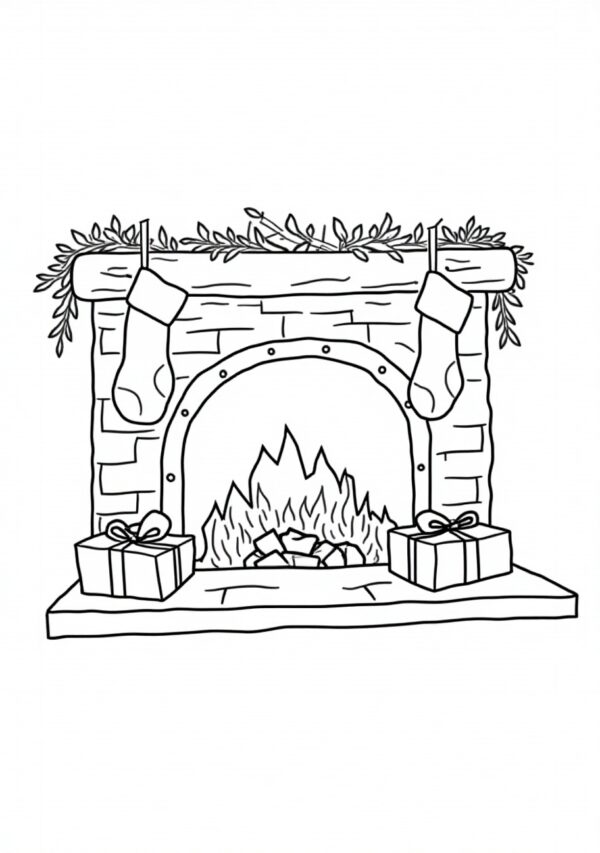 Cozy Holiday Fireplace Coloring Book: Relax and Unwind - 26 Pages - Image 4