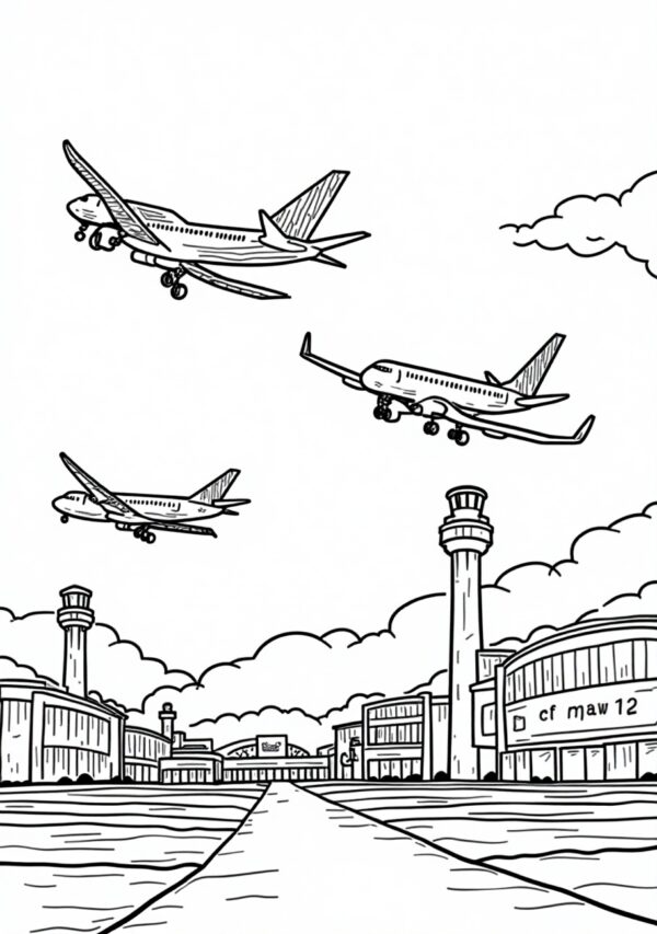 Relaxing Airplane Scenes Coloring Book - 24 Pages - Image 4