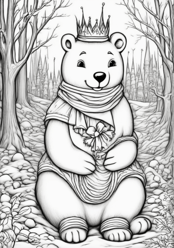 Whimsical Christmas Bear Coloring Set - 11 Pages