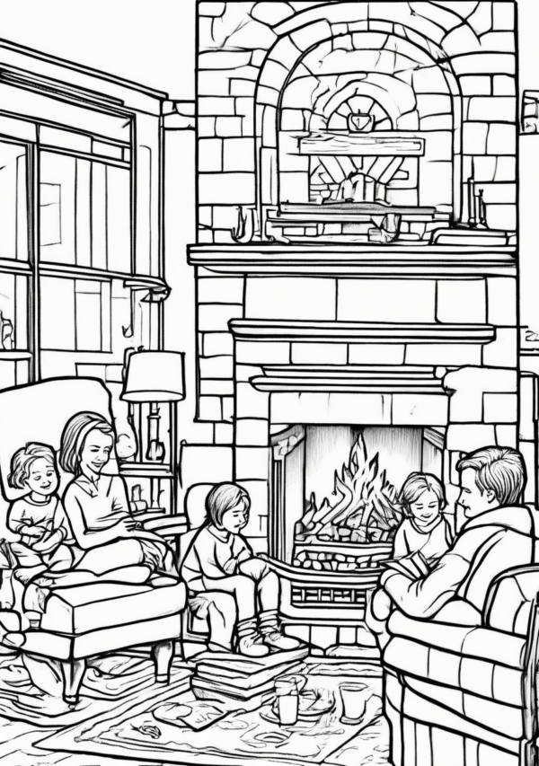 Intricate Christmas Family Scenes Coloring Book - 11 Pages