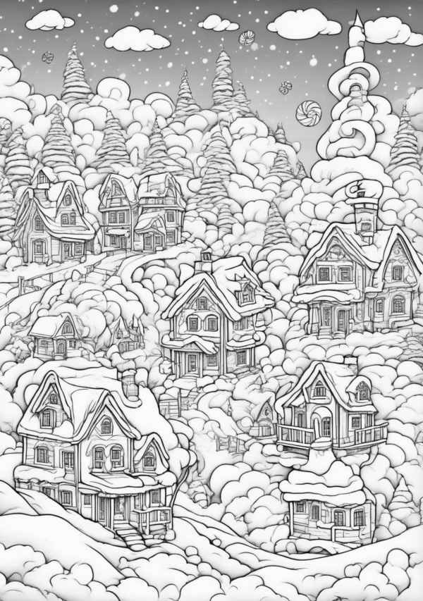 Intricate Christmas Scenes Coloring Book - 11 Pages