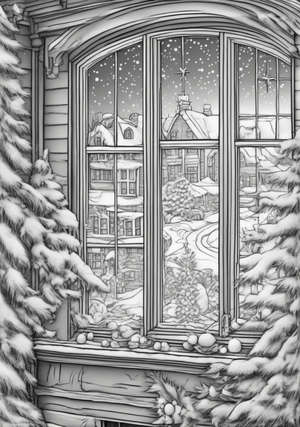 Christmas Window Views Coloring Book - 11 Pages