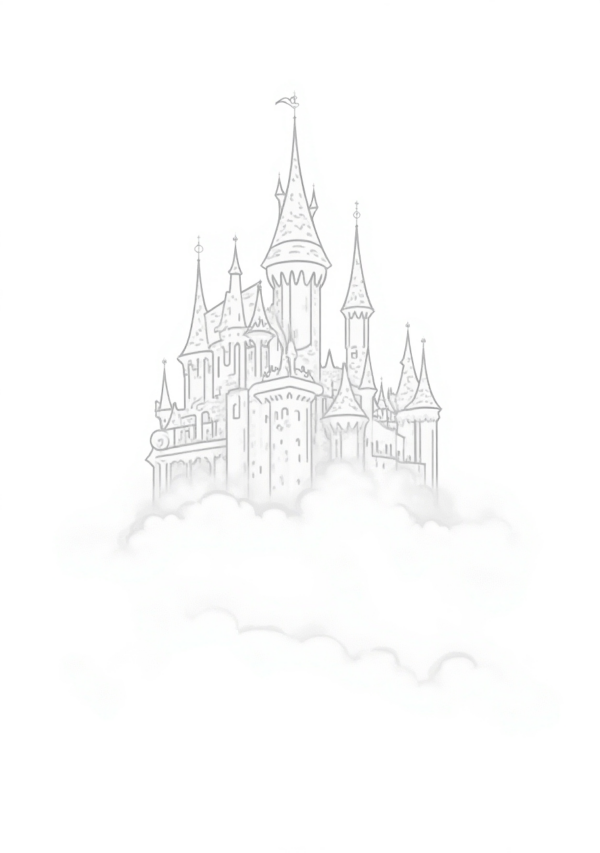 Enchanting Castles in the Clouds Halloween Coloring Book - 11 Pages