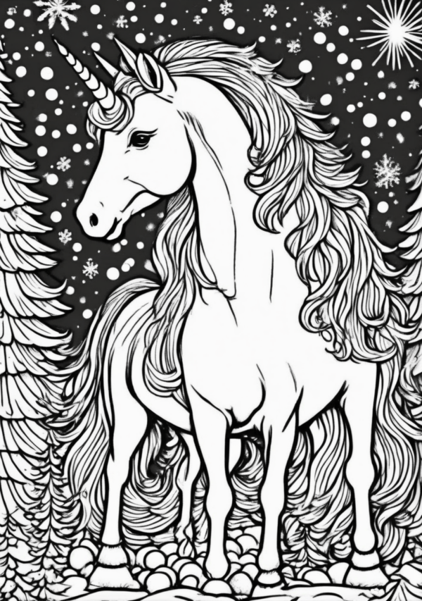 Christmas Unicorn Coloring Book for Relaxation - 11 Pages