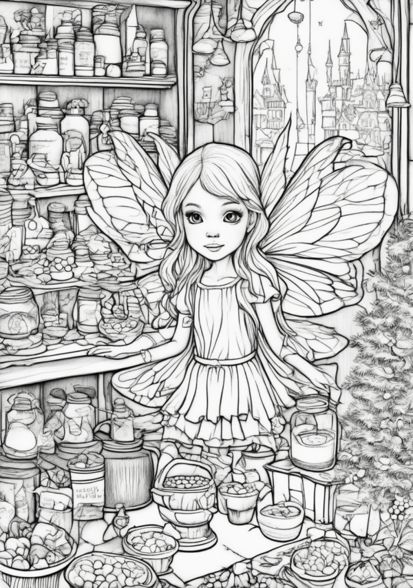 Beautiful Christmas Fairy Coloring Book Digital Download - 11 Pages