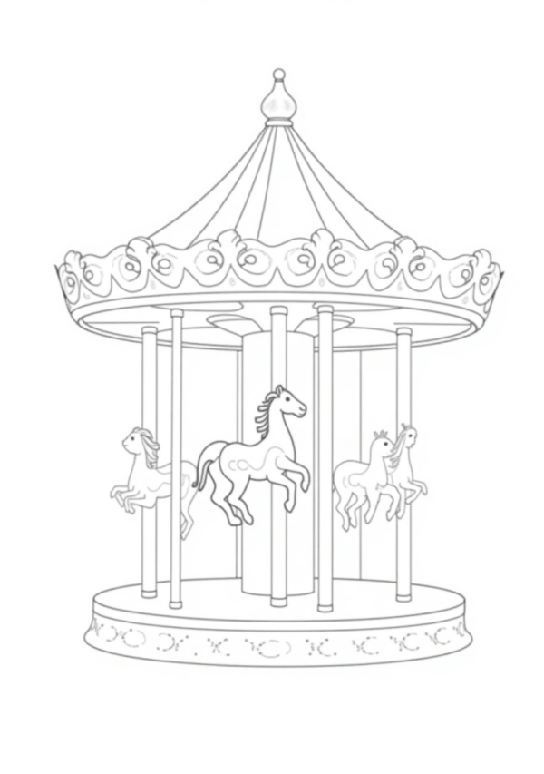 Halloween Carousel Coloring Book - 10 Pages