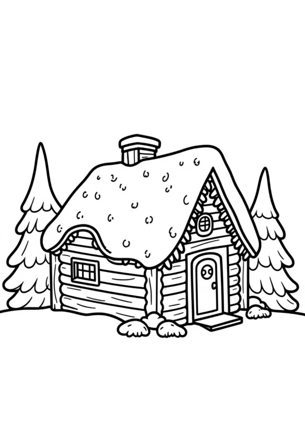 Christmas Coloring Book: Cozy Cabin Scenes - 11 Pages