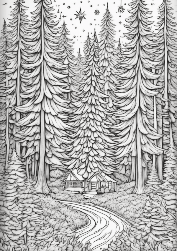 Christmas Forest Scenes Coloring Book - 11 Pages