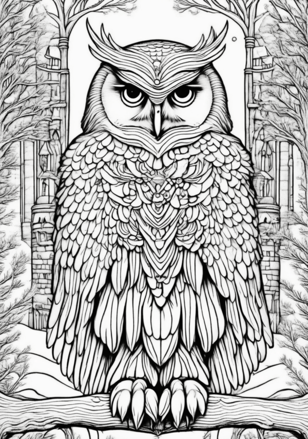 Intricate Christmas Owl Coloring Book Designs - 11 Pages