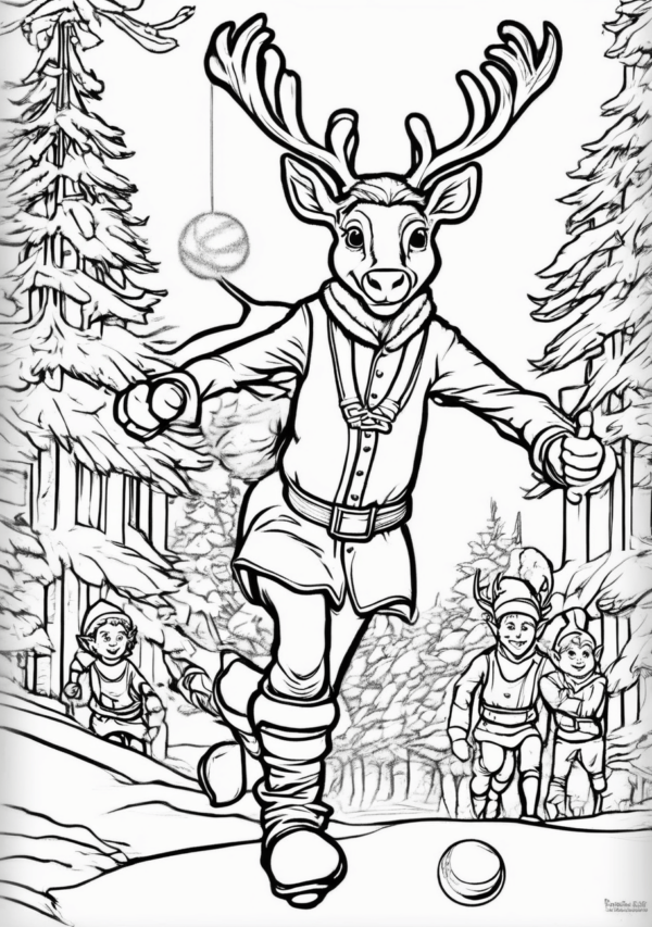 Christmas Reindeer Coloring Book for Instant Download - 11 Pages