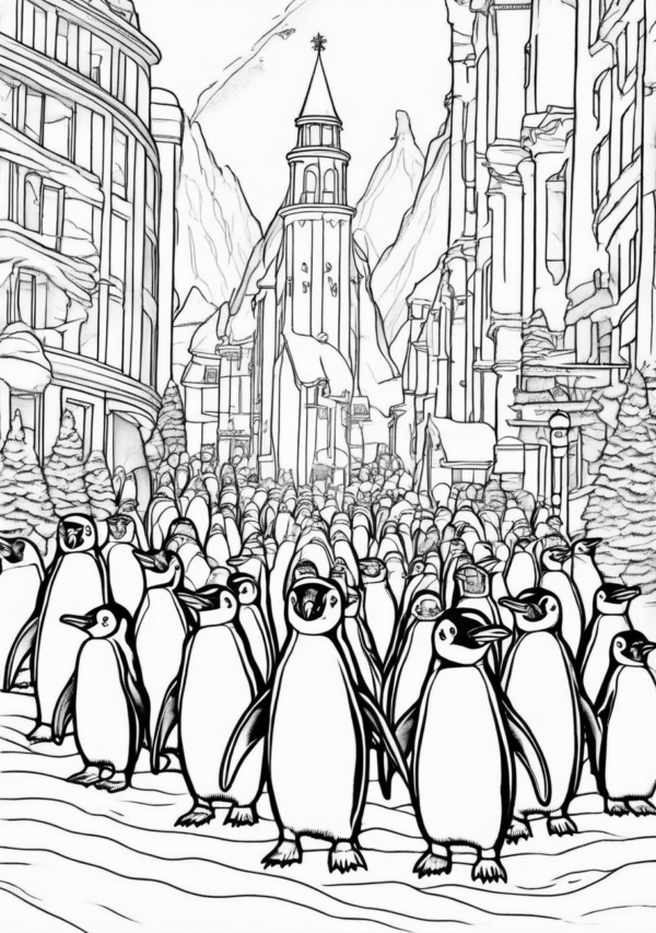 Christmas Penguin Coloring Book: Unique Winter Designs - 11 Pages