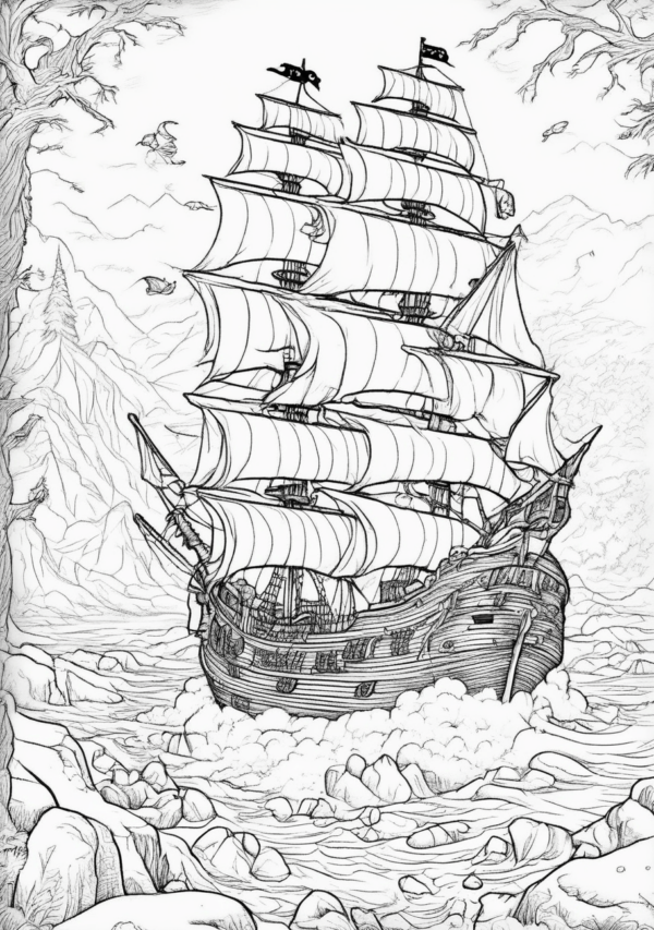 Christmas Ship Coloring Book Digital Download - 11 Pages