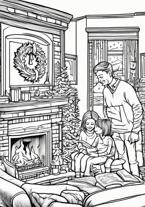 Intricate Christmas Family Scenes Coloring Book - 11 Pages - Image 2