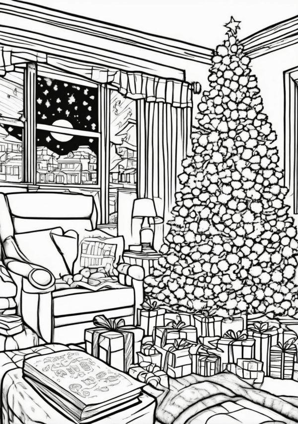 Christmas Coloring Book: Cozy Scenes & Popcorn Fun - 11 Pages