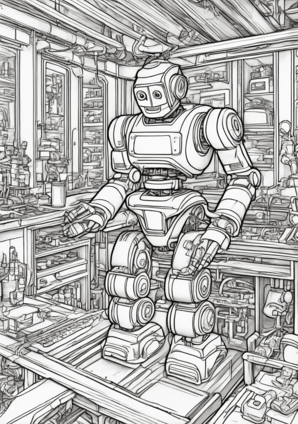 Unique Christmas Coloring Book with Robots - 11 Pages