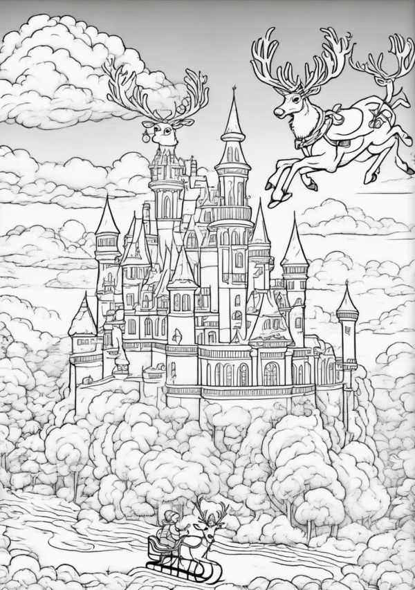 Christmas Castle Scenes Coloring Book - 11 Pages