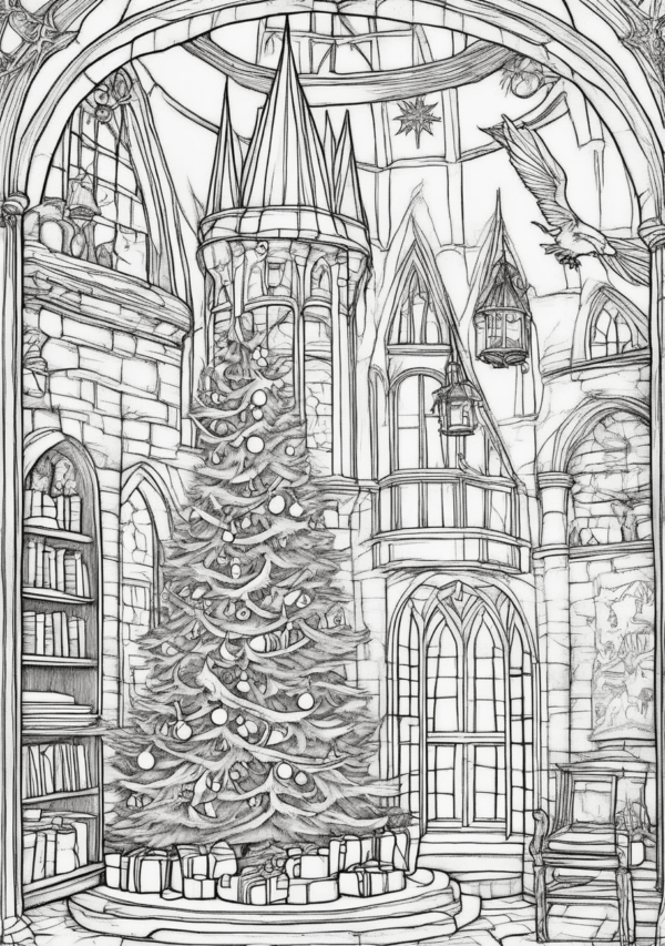 Christmas Fantasy Coloring Book Digital Download - 11 Pages