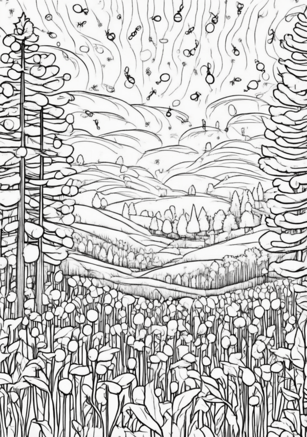 Christmas Nature Scenes Coloring Book Digital Download - 11 Pages