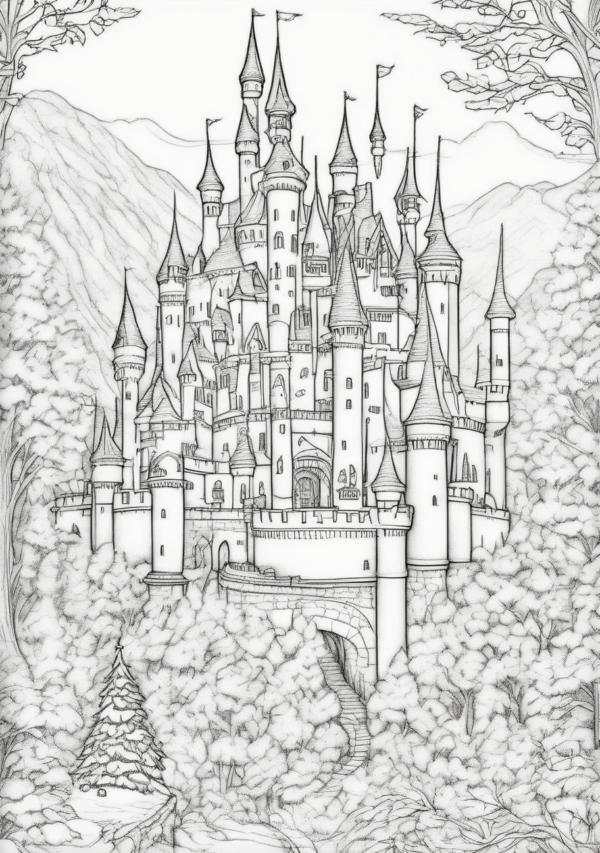 Enchanting Christmas Castles Coloring Book - 11 Pages