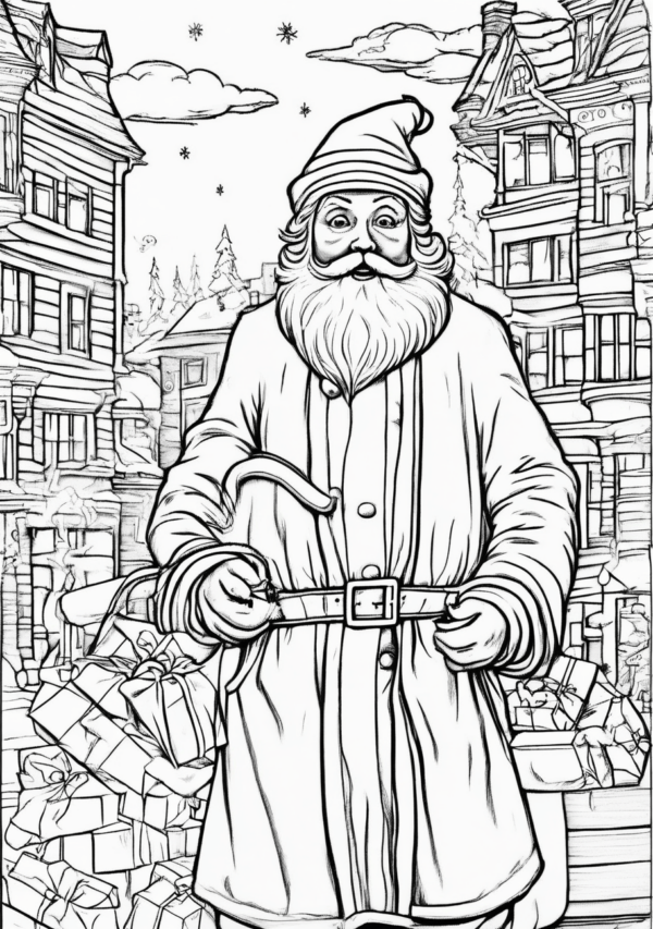 Christmas Coloring Book with Santa Scenes - 11 Pages