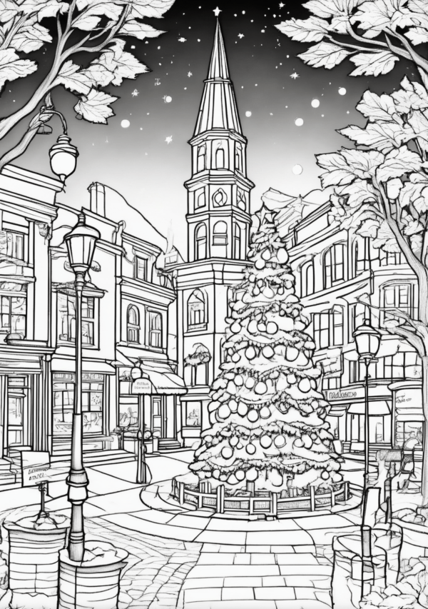 Christmas Coloring Book: Botanical and Nature Scenes - 11 Pages