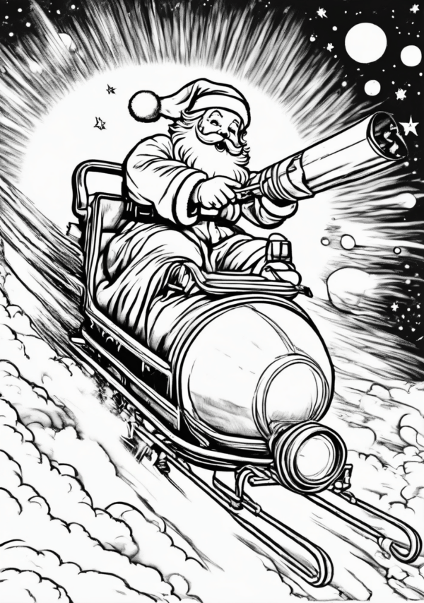 Christmas Coloring Book with Unique Rocket Santa Designs - 11 Pages