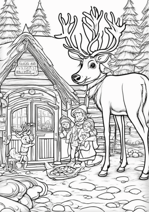 Charming Christmas Reindeer Coloring Book - 11 Pages