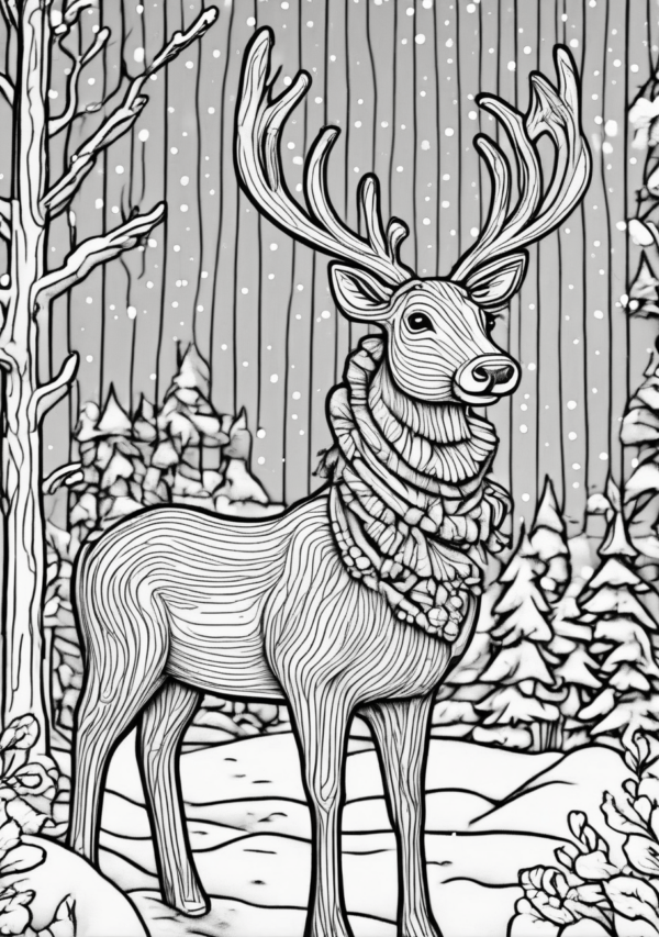 Enchanting Reindeer: Christmas Coloring Book Digital Download - 11 Pages