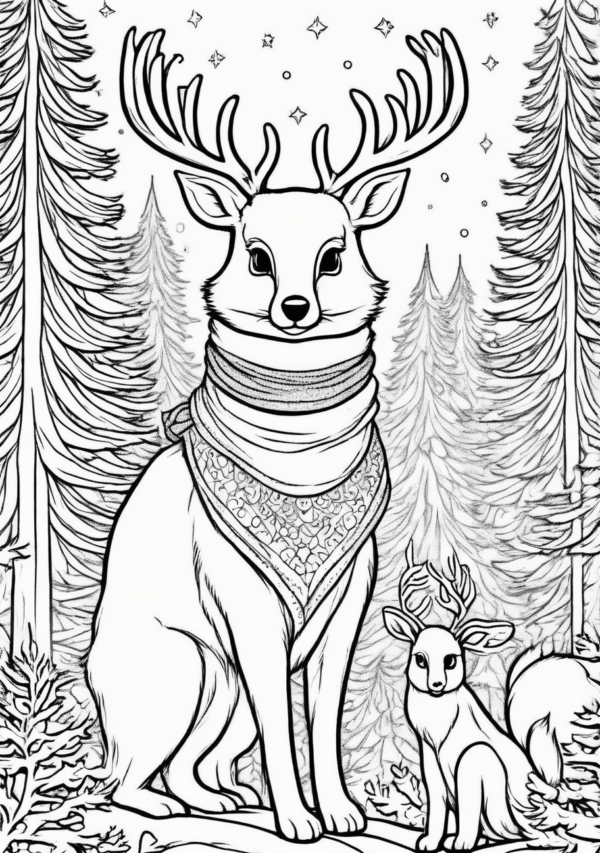 Christmas Coloring Book with Deer and Winter Scenes - 11 Pages - Image 2