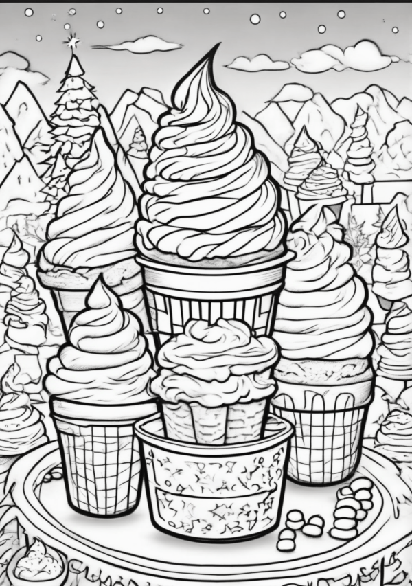 Christmas Dessert Wonderland Coloring Book - 11 Pages