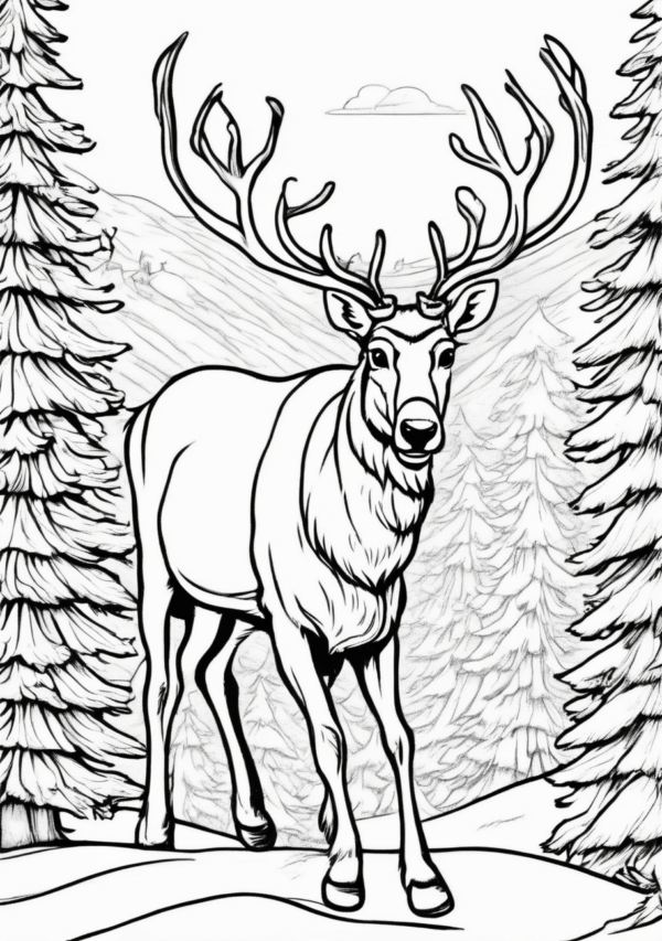 Christmas Reindeer Coloring Book Digital Download - 11 Pages