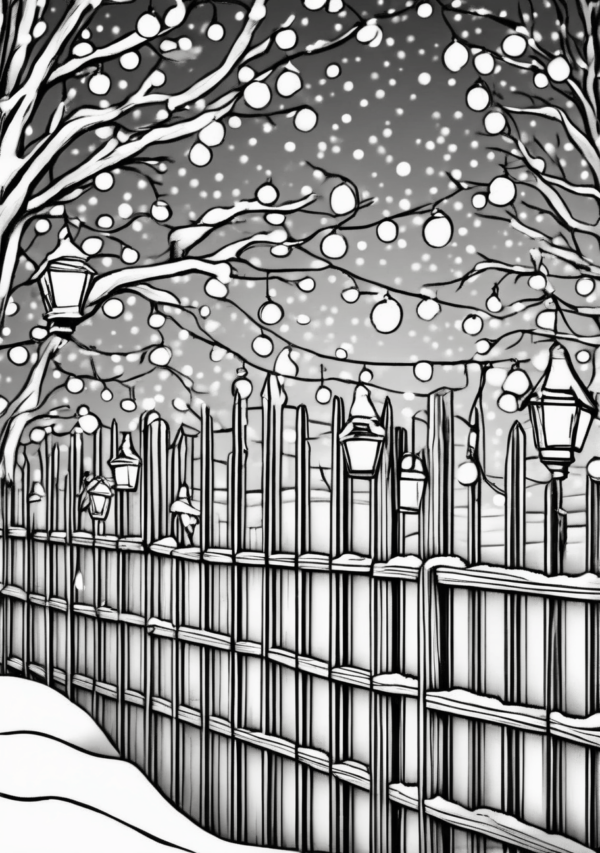 Christmas Coloring Book: Intricate Winter Fences - 11 Pages