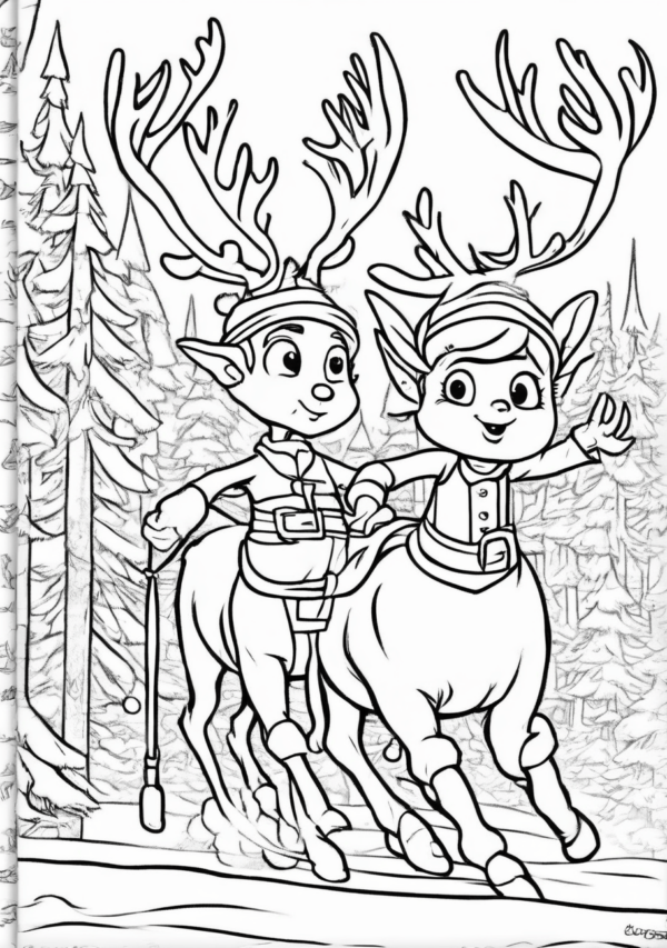 Christmas Reindeer Coloring Book for Instant Download - 11 Pages - Image 3