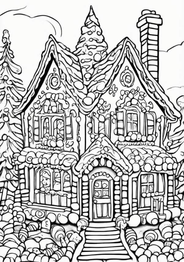 Charming Christmas Cottage Coloring Book - 11 Pages