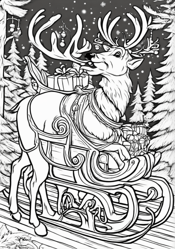 Christmas Reindeer Coloring Book: Intricate Festive Designs - 11 Pages