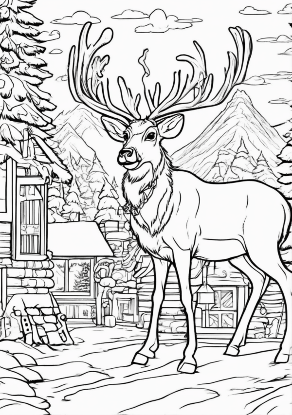 Enchanting Christmas Reindeer Coloring Book - 11 Pages