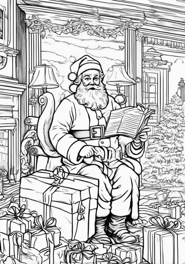 Christmas Coloring Book with Santa Scenes - 11 Pages - Image 2