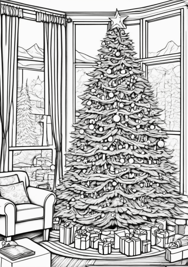 Christmas Tree Coloring Book - Beautiful Festive Designs - 11 Pages