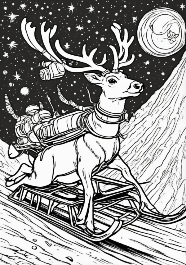 Christmas Reindeer Coloring Book - Digital Download - 11 Pages