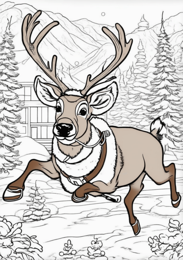 Christmas Reindeer Coloring Book Digital Download - 11 Pages - Image 2