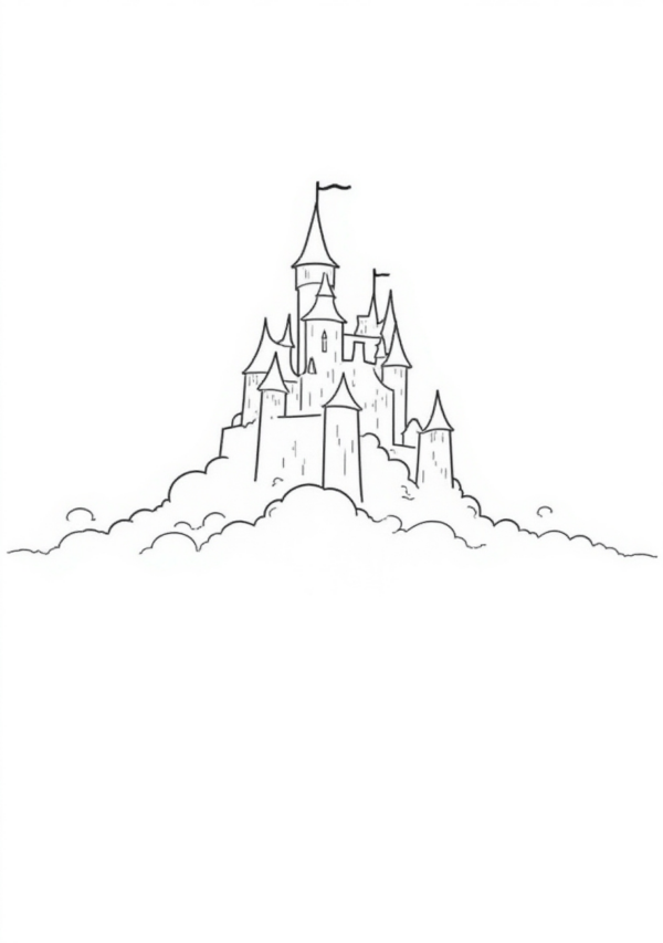 Enchanting Castles in the Clouds Halloween Coloring Book - 11 Pages - Image 2