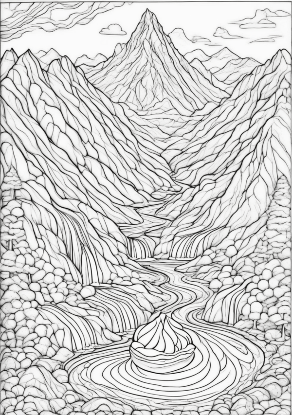 Christmas Mountain Coloring Book – Inspiring Digital Download - 11 Pages