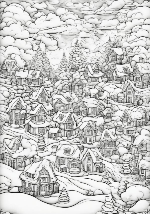 Intricate Christmas Scenes Coloring Book - 11 Pages - Image 2