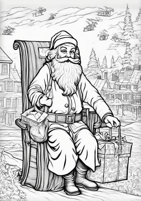 Christmas Coloring Book with Santa Scenes - 11 Pages - Image 4