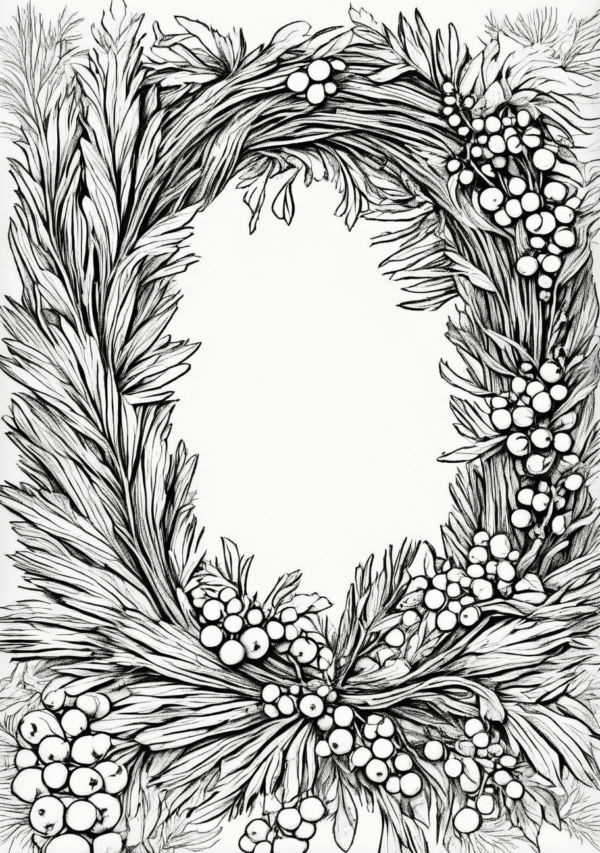 Christmas Wreath Coloring Pages Digital Download - 11 Pages