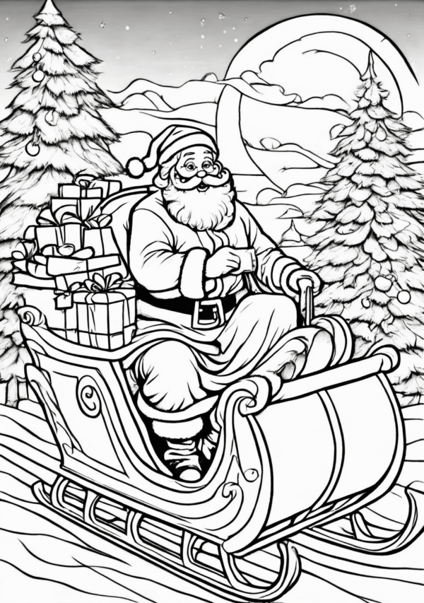 Unique Santa Sleigh Designs Coloring Book - 11 Pages