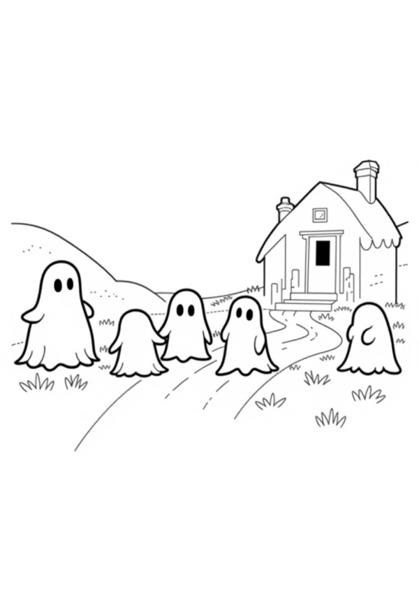 Halloween Ghost Coloring Book Digital Download - 11 Pages