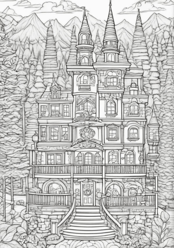 Enchanting Christmas Castle Coloring Book - 11 Pages