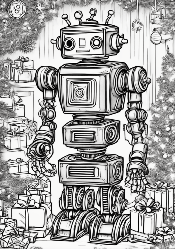 Christmas Robot Coloring Book - Fun and Relaxing Designs - 11 Pages