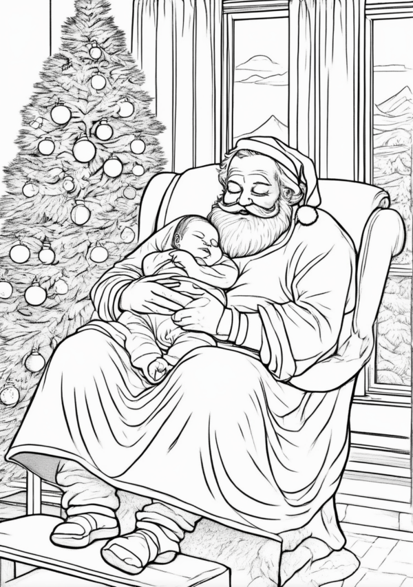 Calming Christmas Coloring Book with Santa Designs - 11 Pages